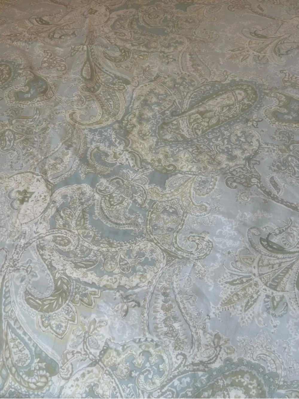 Pottery Barn Paisley Jacquard Duvet in Sage and Cream Full Queen Cotton Boho
